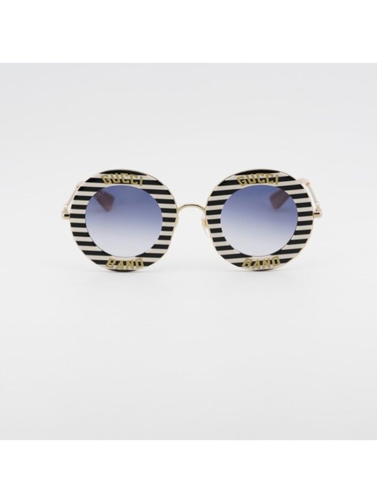 Gucci GG0113S 008 Sunglasses Black Round Frame, Blue Gradient Lenses main image 10
